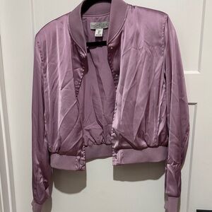 Rachel Zoe Purple Cropped  Bomber Jacket